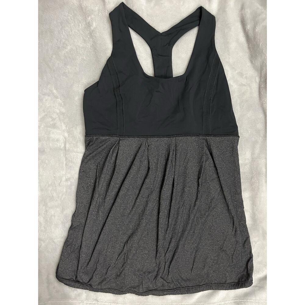Lululemon Size 10 Power Dance Tank Top Black and Heathered Dark Gray Swing Flowy